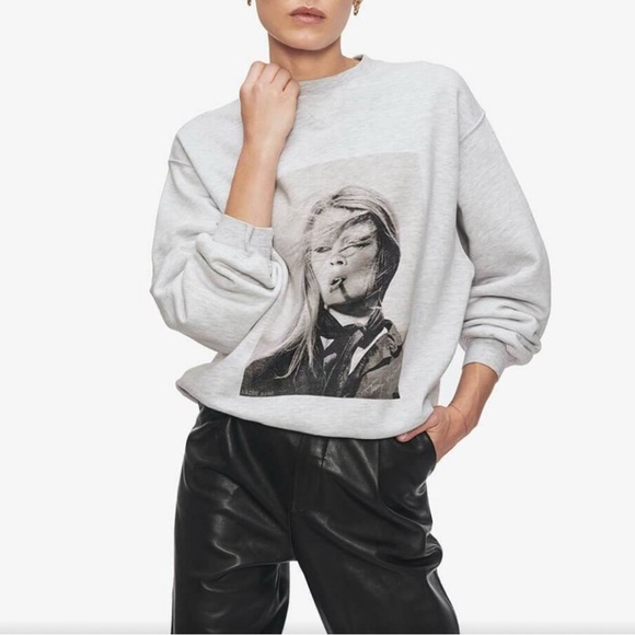 Anine Bing Tops - Anine Bing Gray Sweatshirt Modern Color Block Design